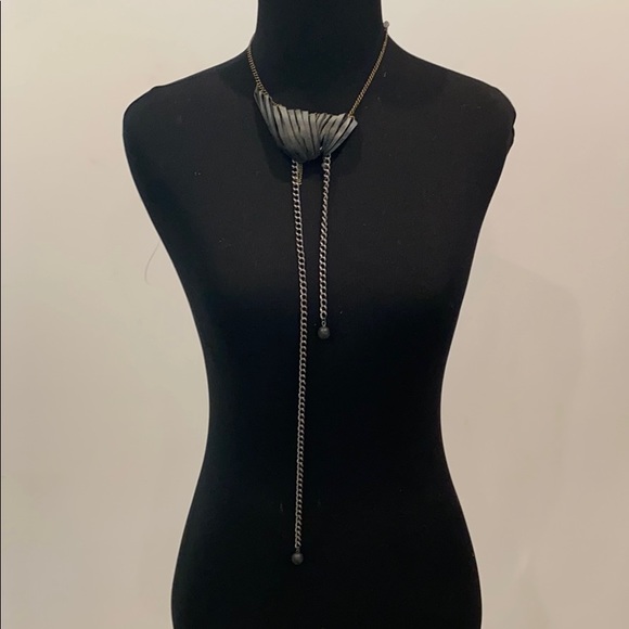 Available for sale with @7lions !!NWOT silver rubber necklace with mixed chain. - Picture 2 of 6